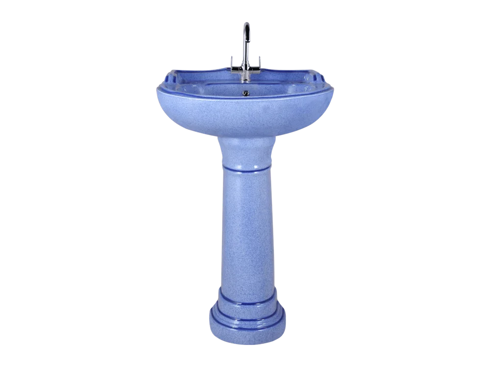 Rustic Star Gold Pedestal Wash Basin – Alpine Blue