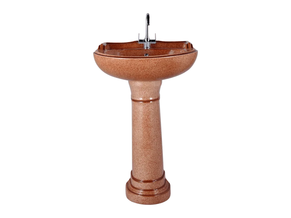 Rustic Star Gold Pedestal Wash Basin – Red Brown